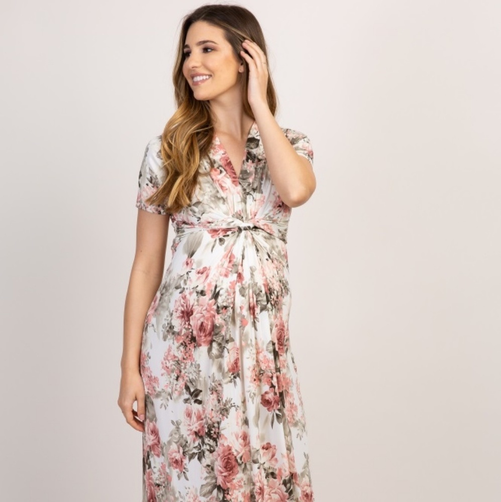 knot front Floral maternity dress